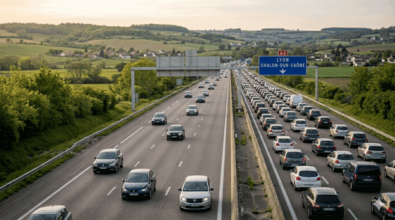 Un important embouteillage sur l'autoroute A6.