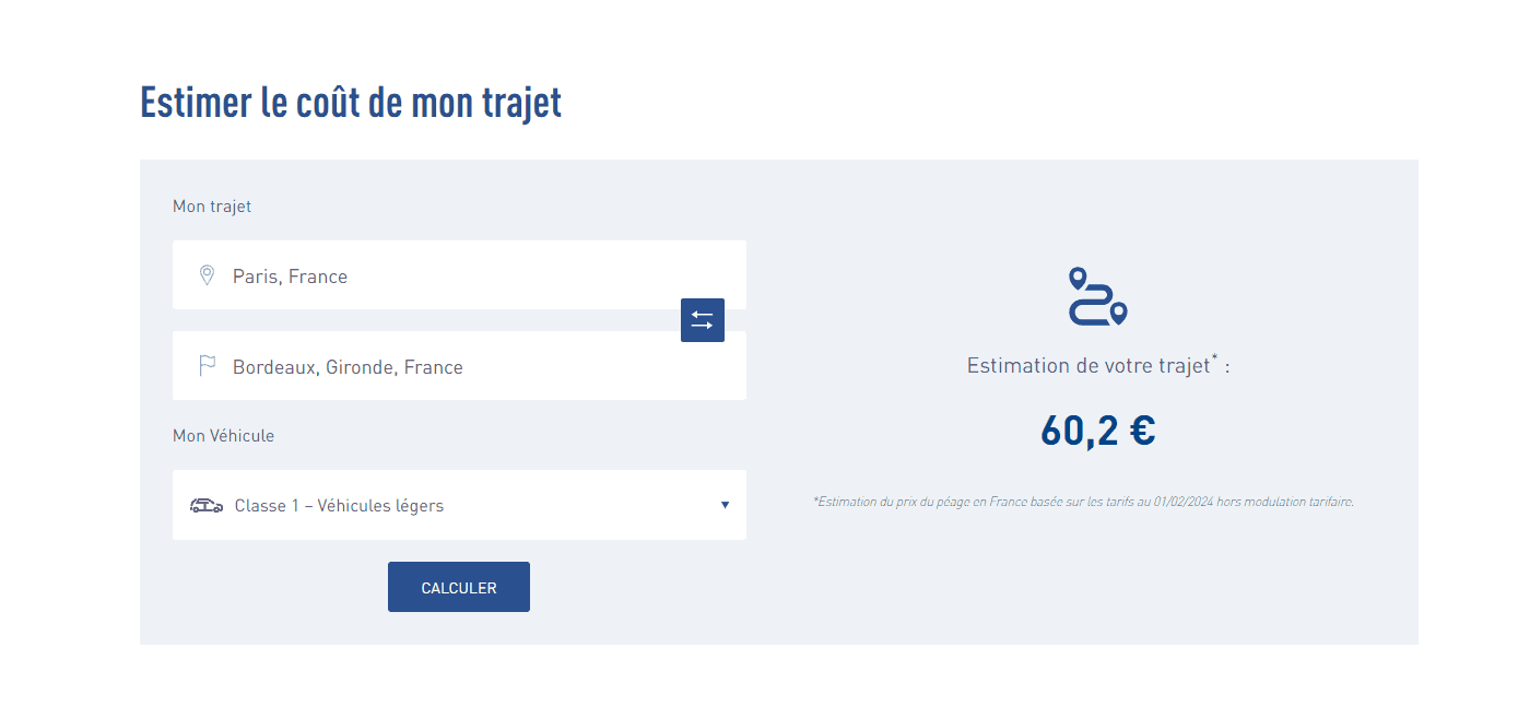Pour un Paris-Bordeaux en 2024, il faut compter 60,2 € de frais de péage pour les véhicules légers.