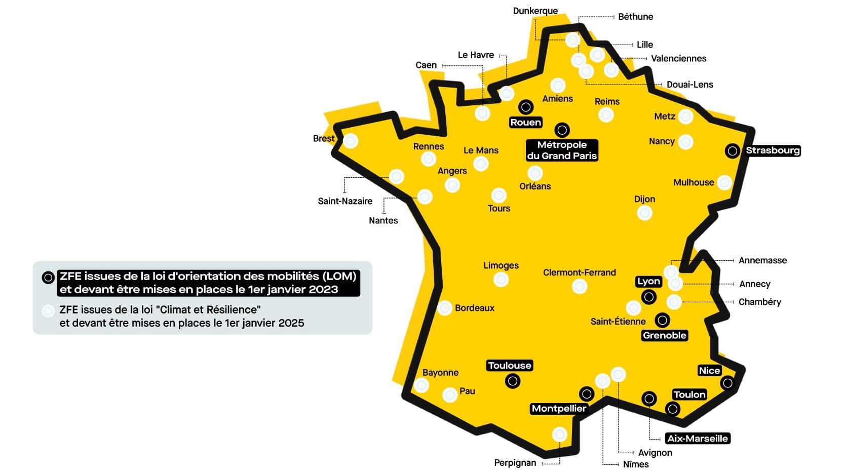 Carte France des ZFE ©Roole