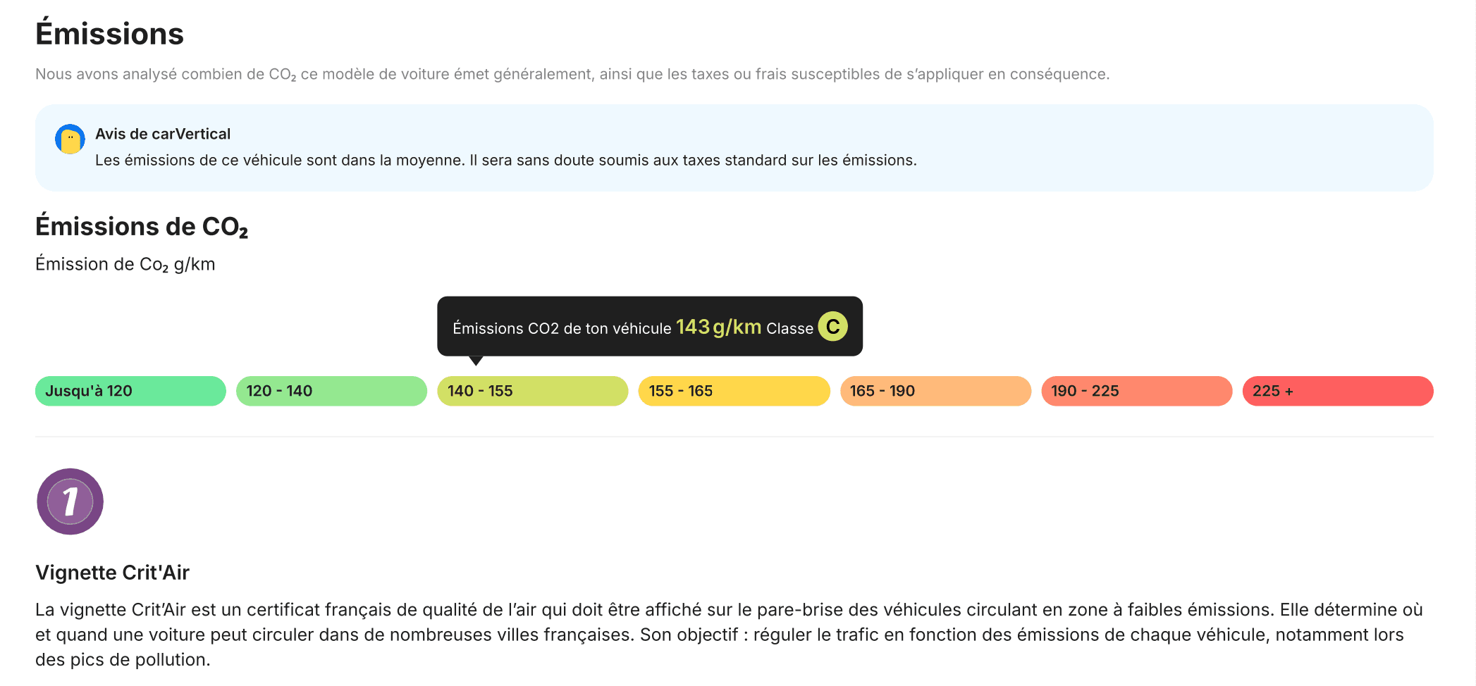 Un extrait du rapport CarVertical sur les émissions de CO2. ©CarVertical