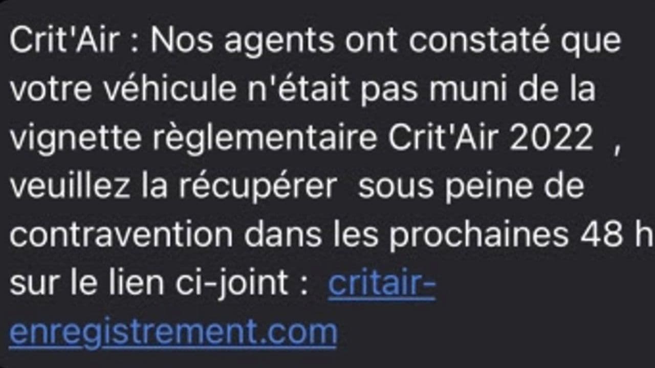 Attention à cette arnaque à la vignette Crit'Air 