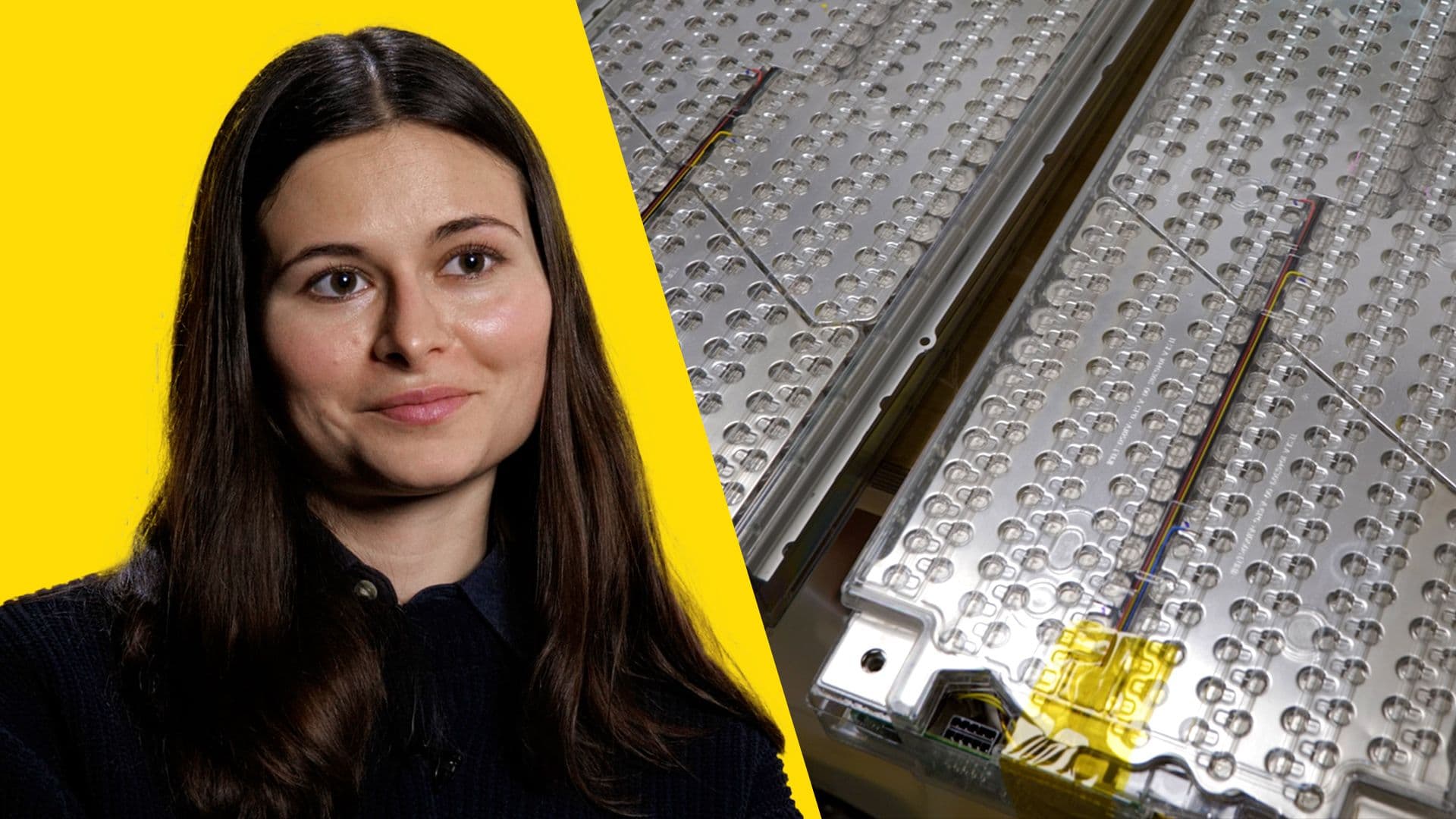 Marine Hautsch et une cellule de batterie de voiture électrique