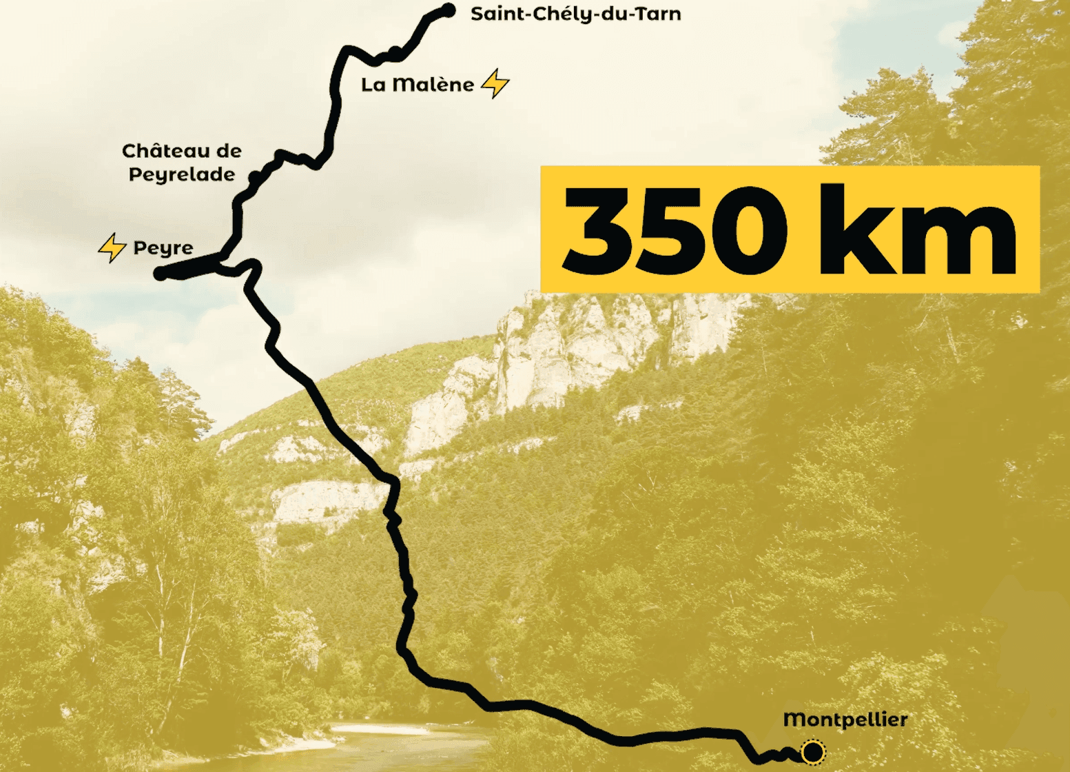 Notre itinéraire de road trip dans les gorges du Tarn, de Peyre à Saint-Chély-du-Tarn. ©Roole