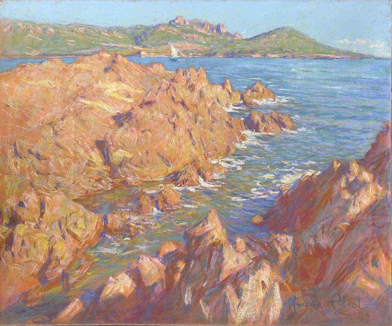 Maurice Eliot, Les roches rouges à Agay, 1899, pastel sur toile, 54 x 65 cm, collection particulière. @1900sp