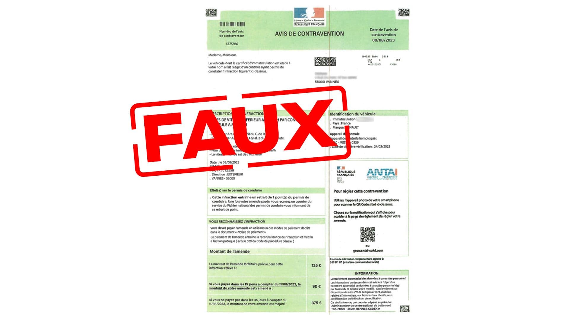 Faux avis de contravention