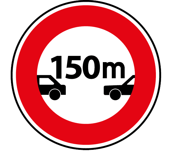Signalisation en place lorsqu'il existe une distance de sécurité applicable.