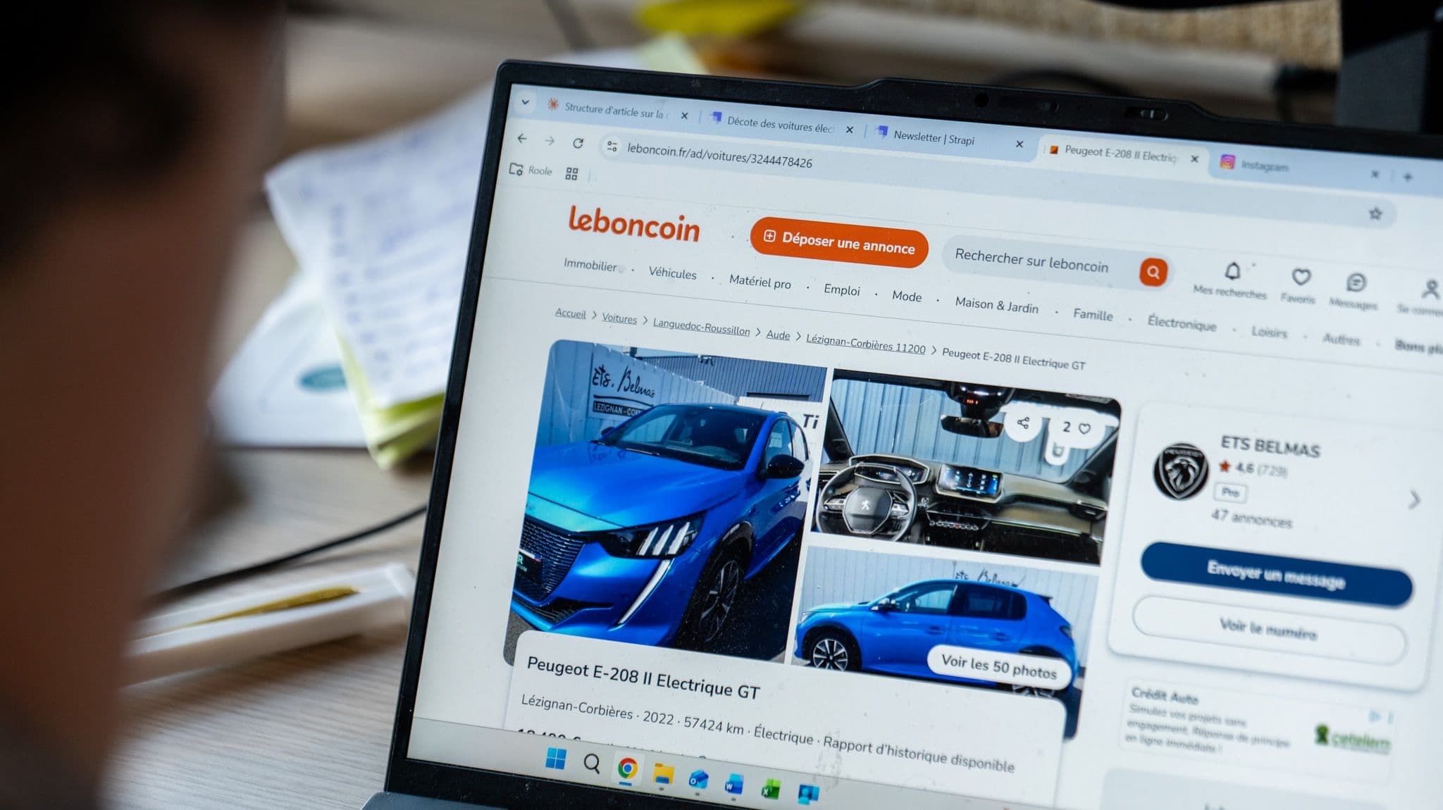 Une recherche Leboncoin de véhicule électrique d'occasion.
