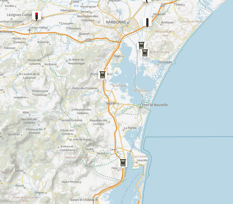 Sur la D6009 entre Narbonne et Fitou, deux radars sont installés, mais il s'agit de radars fixes classiques dont aucun n'est situé au niveau de la commune de La Palme. ©DR