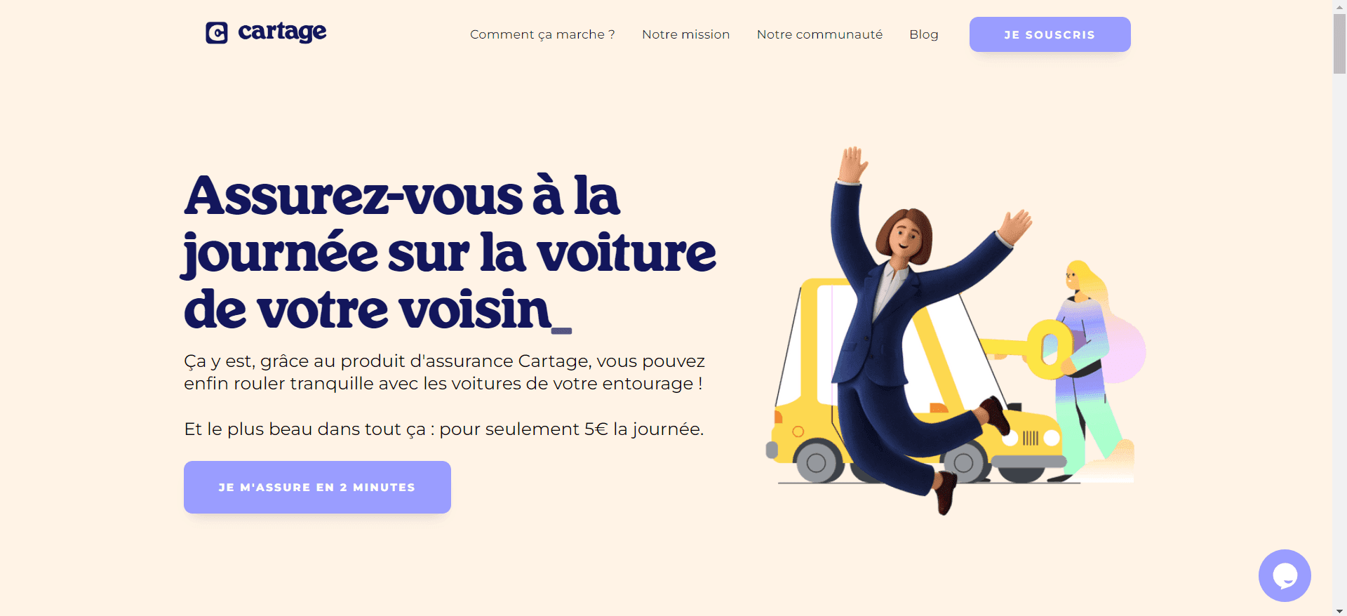 Le <a href="https://www.cartage.club/">site de Cartage</a> permet de souscrire en quelques clics un contrat d'assurance à la journée pour emprunter la voiture d'un proche.