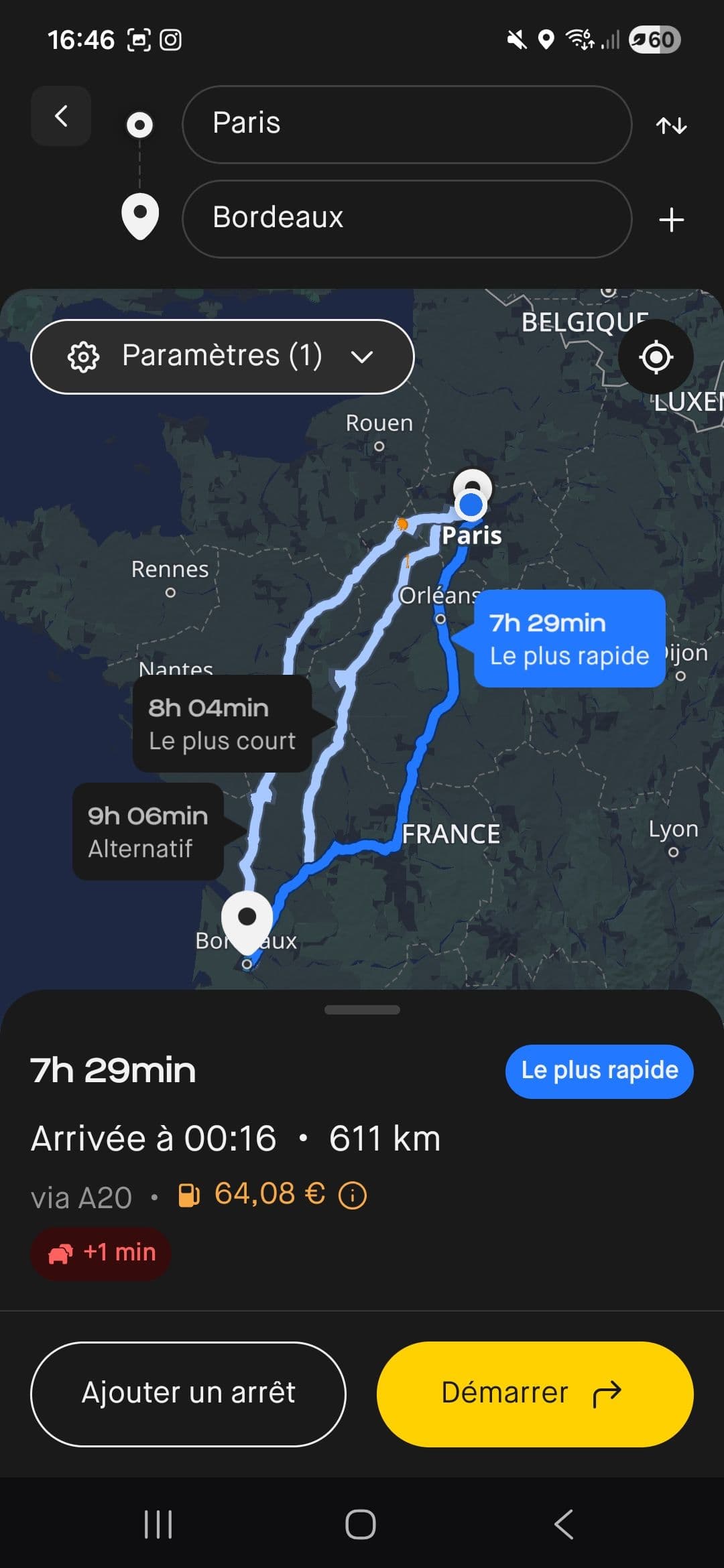 Pensez à comparer tous les itinéraires possibles avant de faire votre choix ! Ici sur Roole Map, un trajet Paris-Bordeaux sans péages vous prendra 7h29.