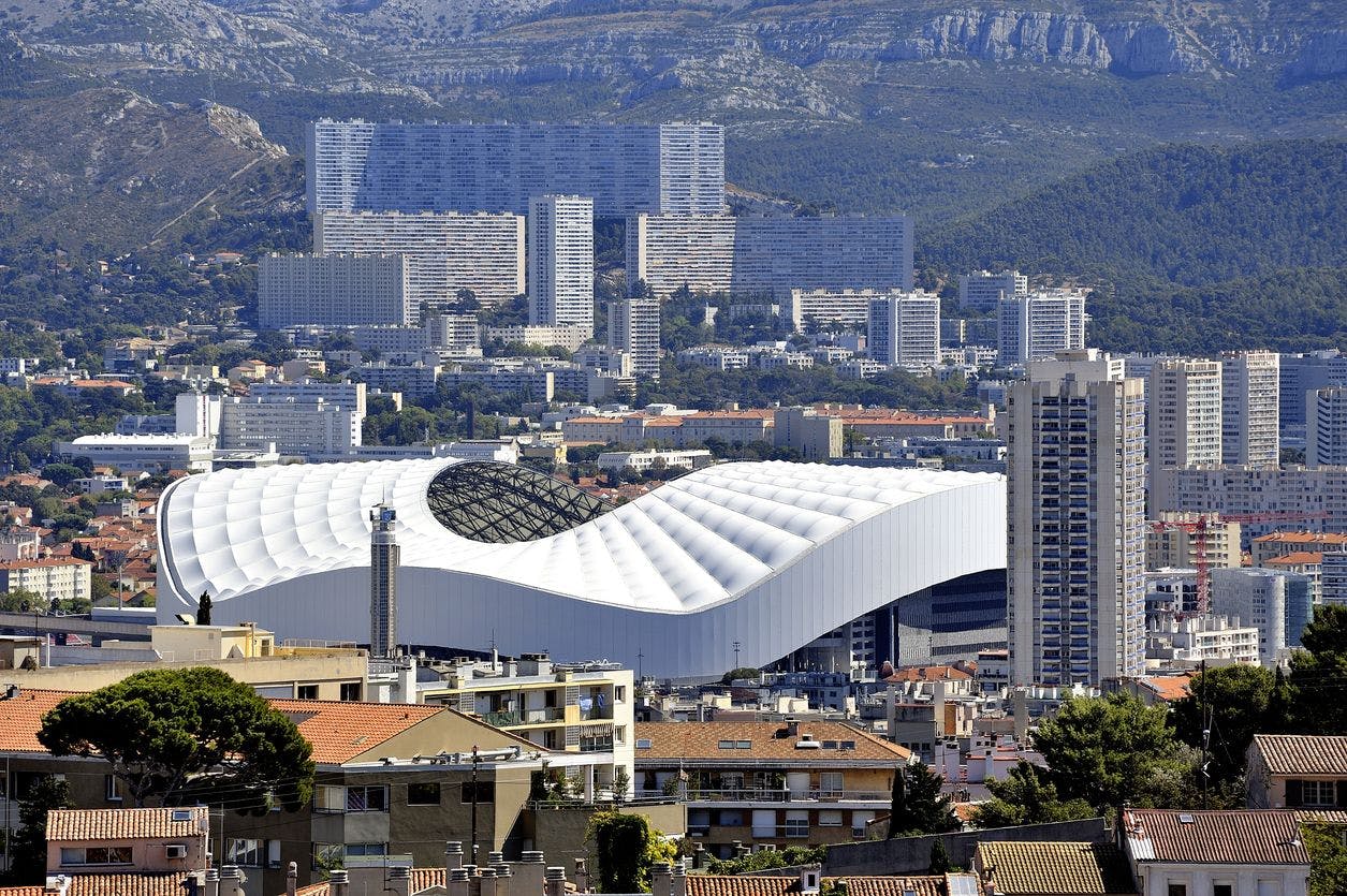 Le stade Vélodrome vu d'en haut, à Marseille