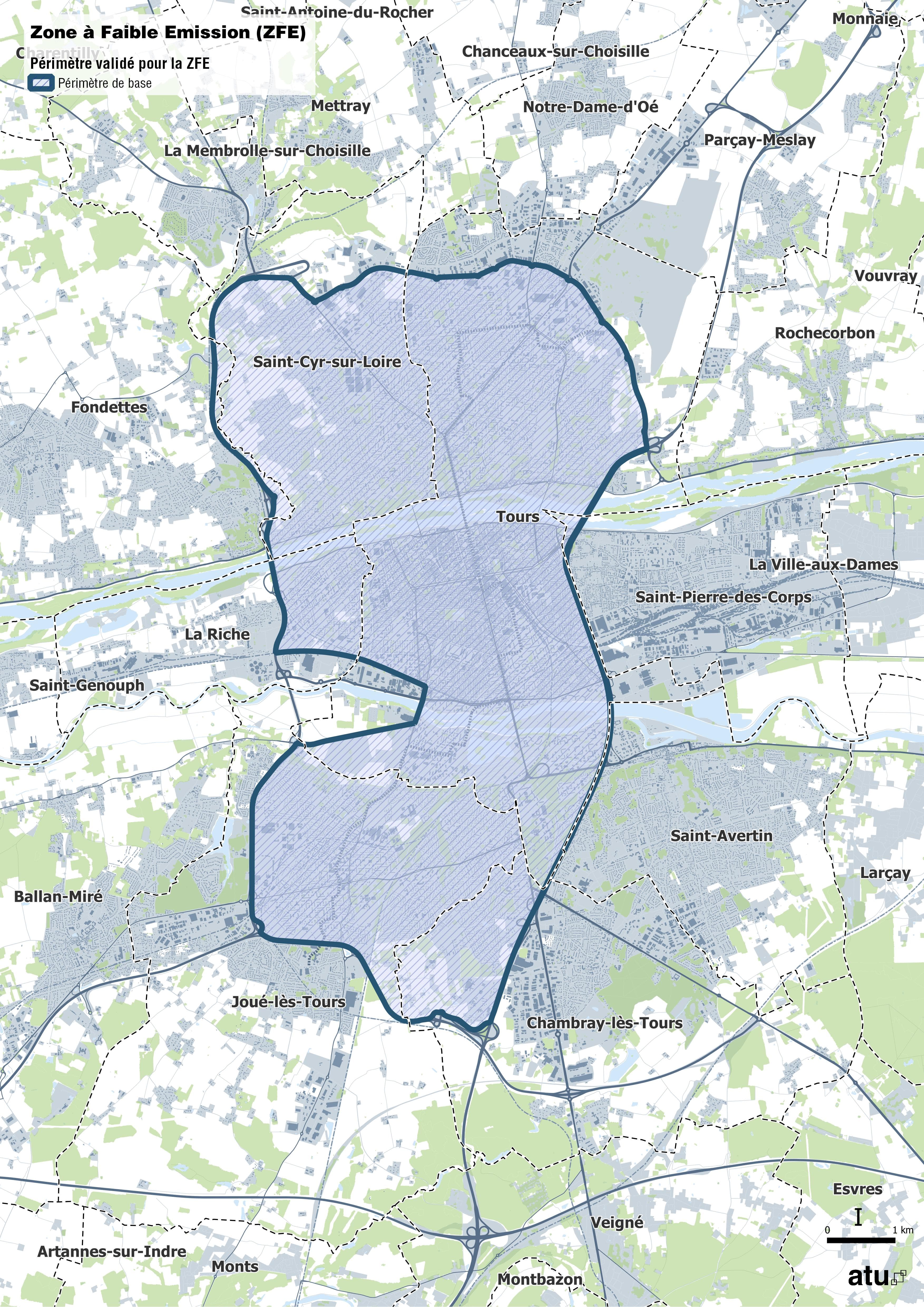 Le périmètre de la ZFE de Tours ©Métropole de Tours