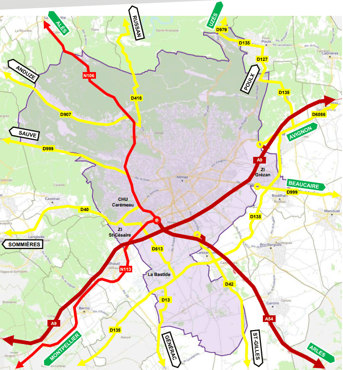 La ZFE de Nîmes s'étend sur l’intégralité de la ville, à l'exception de certains grands axes. ©Ville de Nîmes