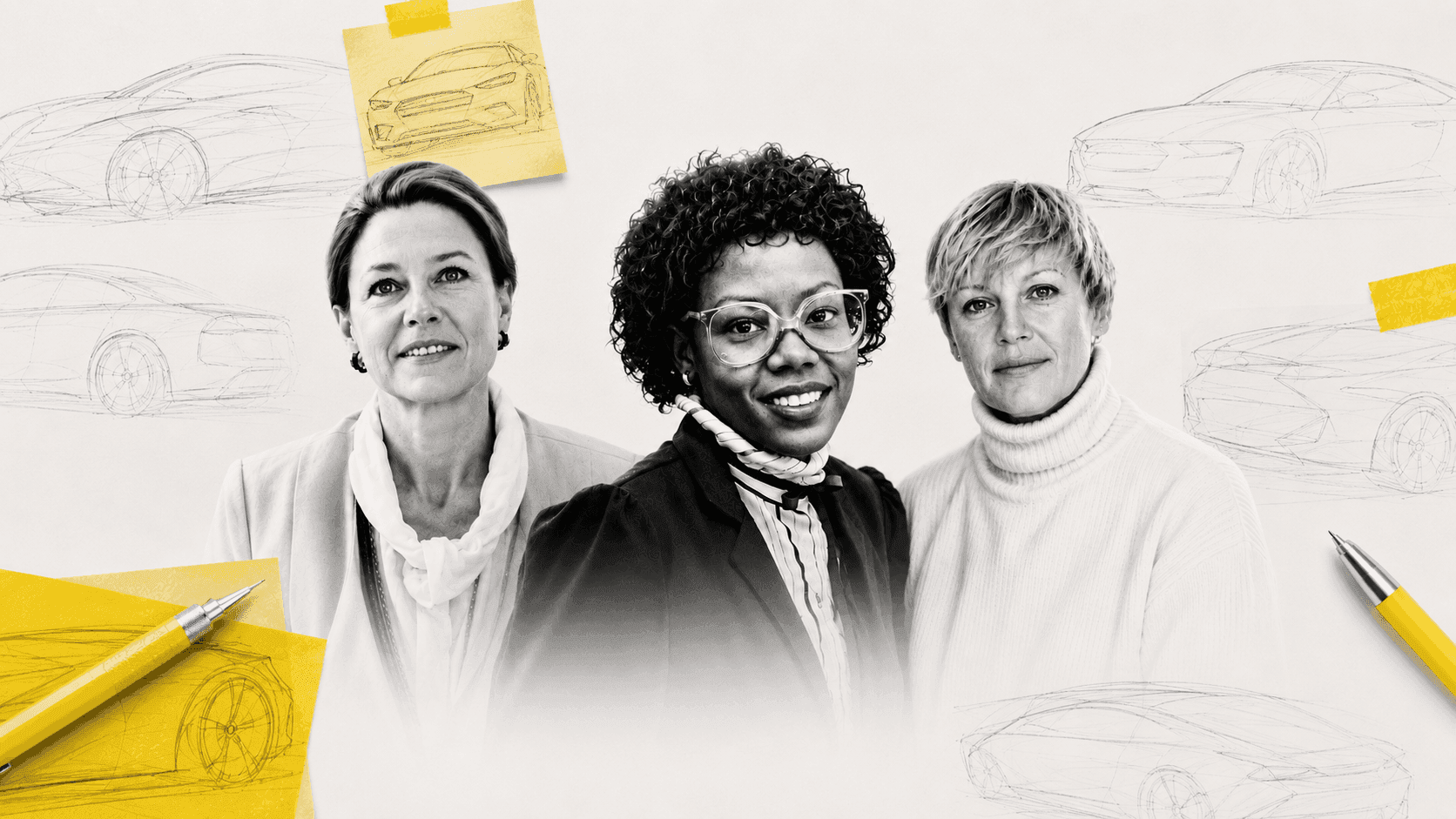 Gunhild Liljequist, Emeline King et Anne Asensio, trois pionnières dans le design automobile.
