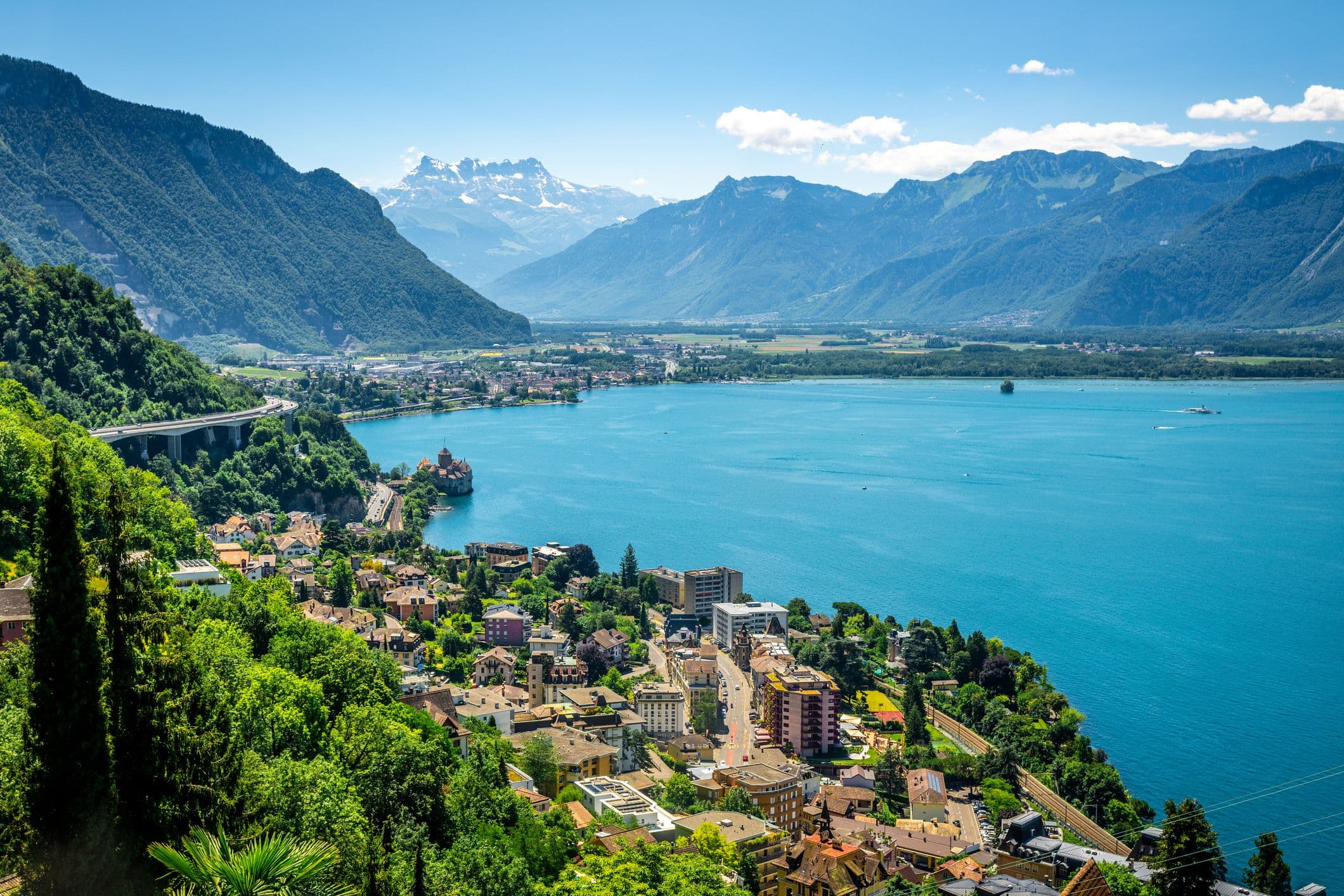 Cyprès et palmiers : bienvenue sur la Riviera suisse, avec le Léman en toile de fond. © Julien Viry