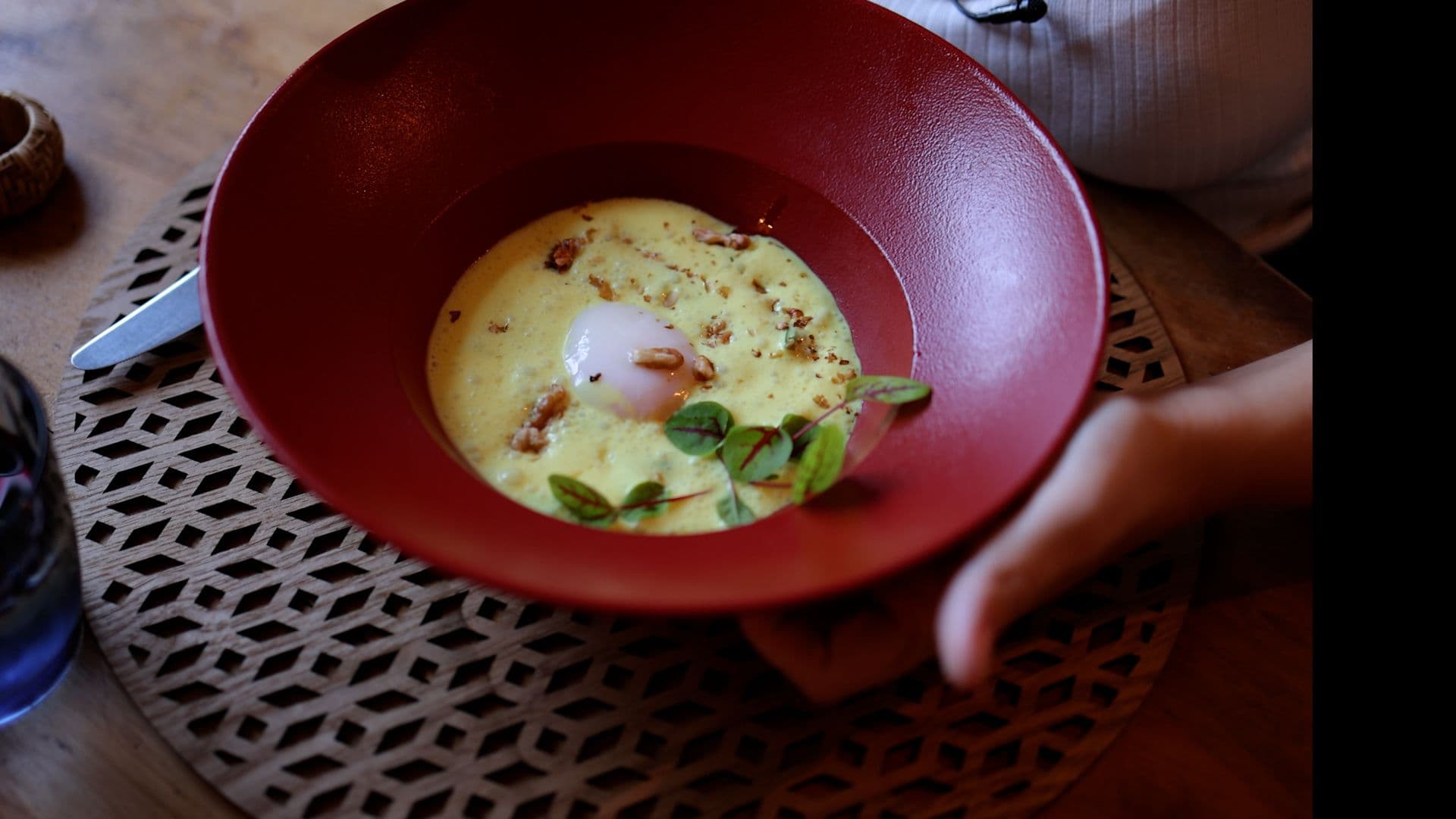 L'oeuf mollet à la crème de La Treille Muscate.