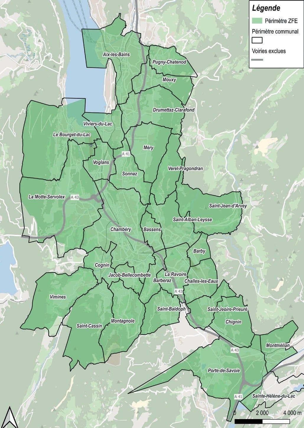 Le périmètre de la ZFE de la Métropole de Savoie. ©Métropole Savoie