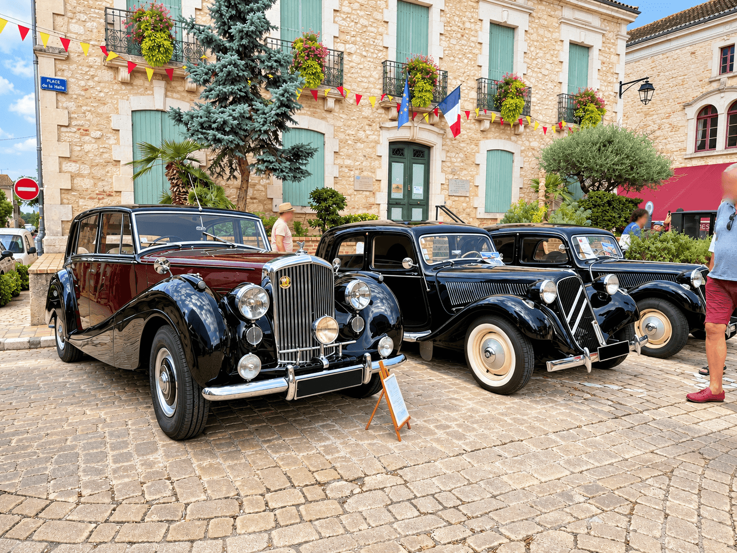 Voitures anciennes lors d'un rassemblement le week-end.