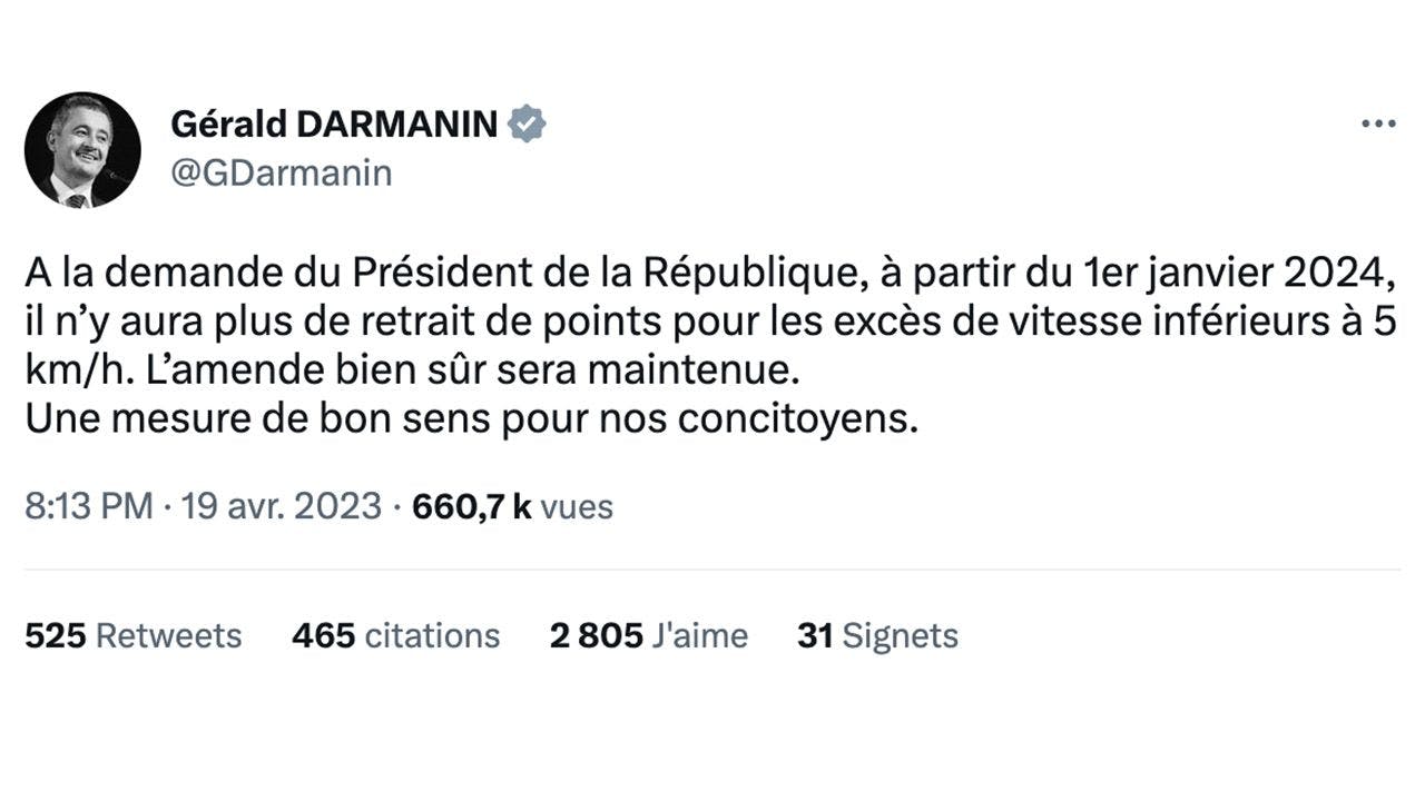 Tweet de Gérald Darmanin.