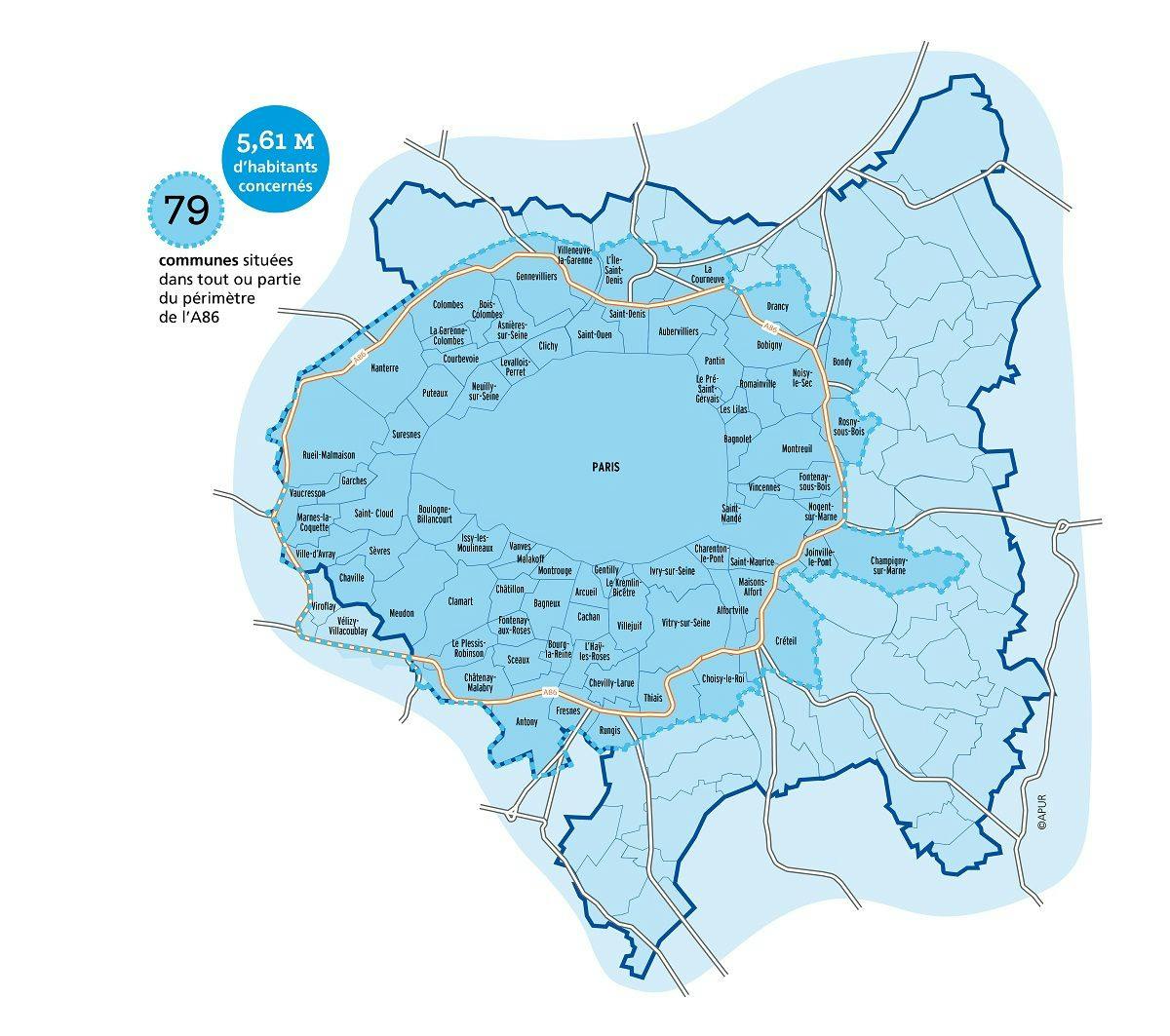 Le périmètre de la ZFE du Grand Paris s'étend sur 79 communes.