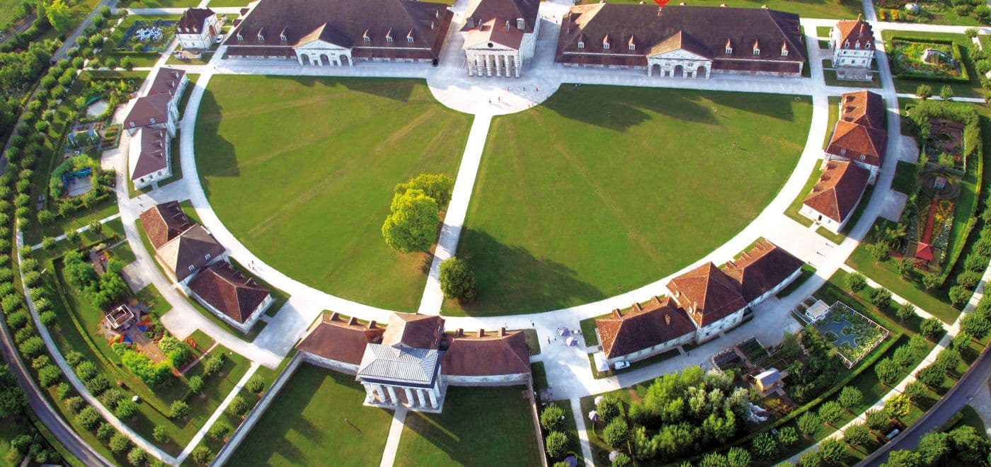 Saline vue du ciel. © Saline Royale d'Arc-et-Senans