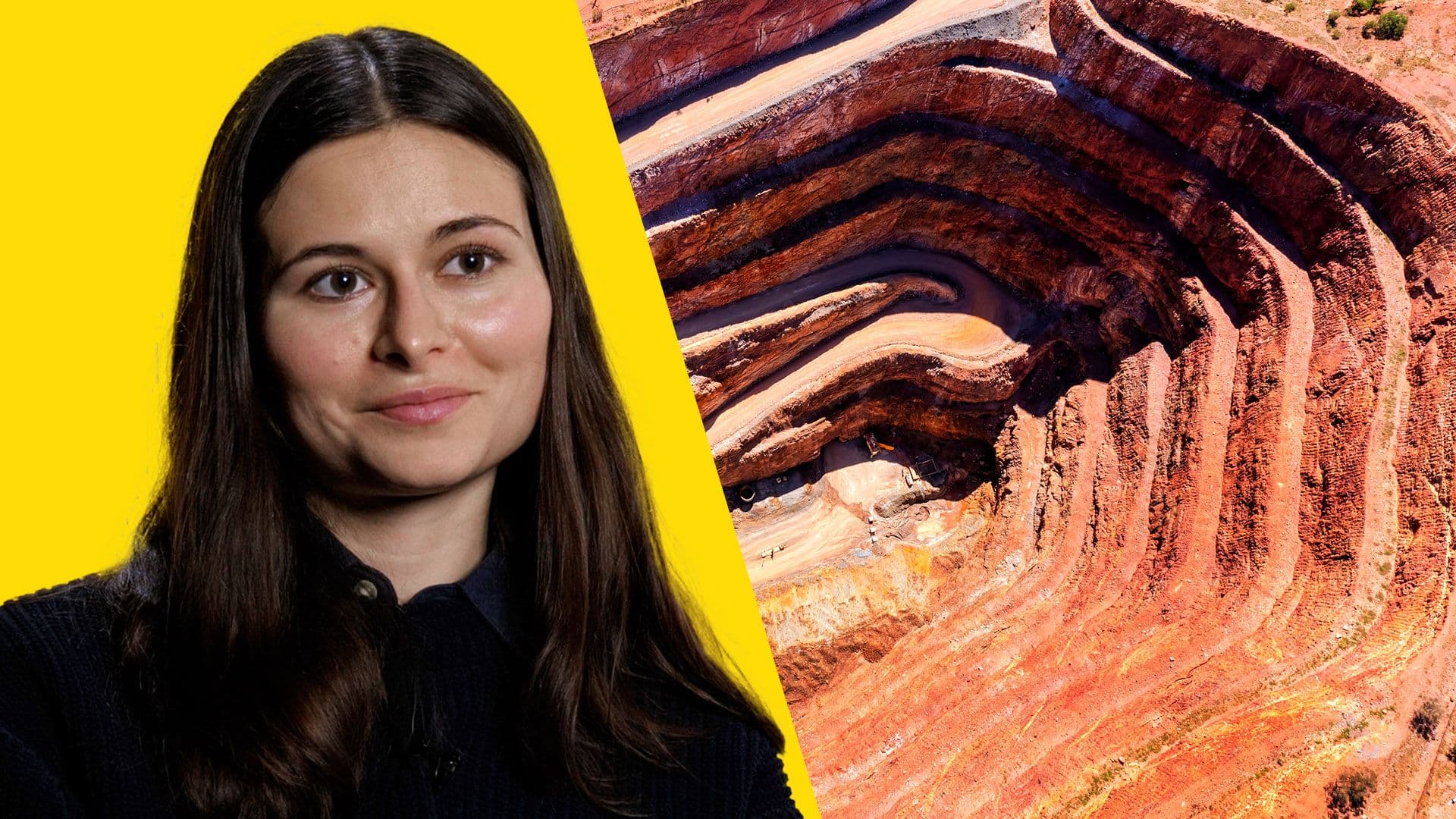 Des mines de cuivre vues d'en haut et Marine Hautsch, chargée de projet métaux critiques à l'IMT-IDDRI